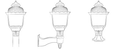 heritage gas lamp mount illustration