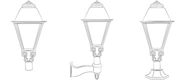 Coachman gas lamp mounts illustration