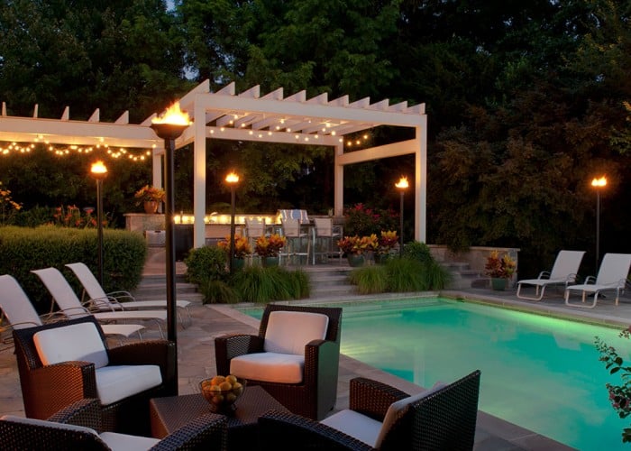 natural gas torch outdoor by pool